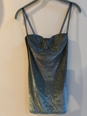 Women’s Sparkle Bodycon Mini Dress in Metallic Charcoal